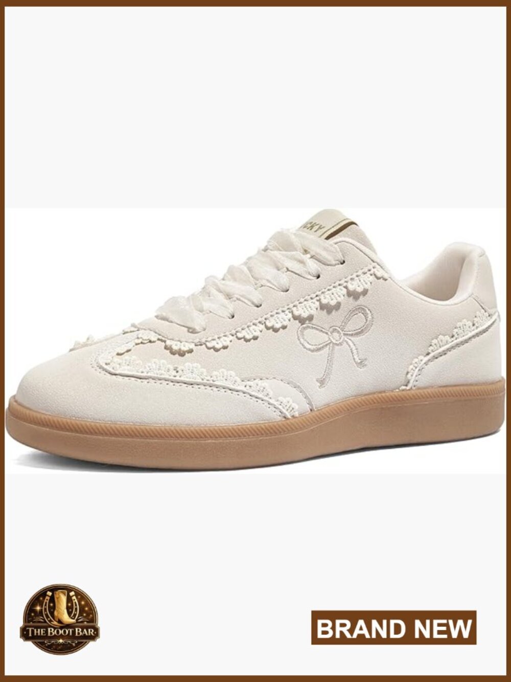 Lace Detail Casual Sneakers Organza Ribbon Lace-Up Fashion Vintage Gum Sole